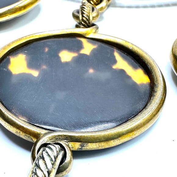 1990s Yves Saint Laurent Tortoiseshell Statement Bib Necklace & Bracelet Set - Picture 8 of 16